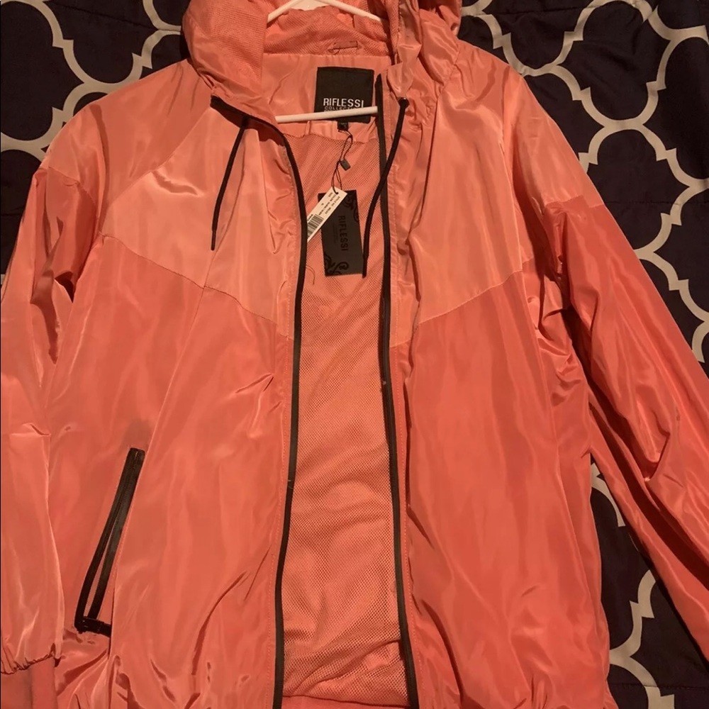 Men pink windbreaker jacket xl - Picture 1 of 3